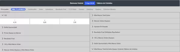 Mercado 1x2 - Ejemplo Fútbol